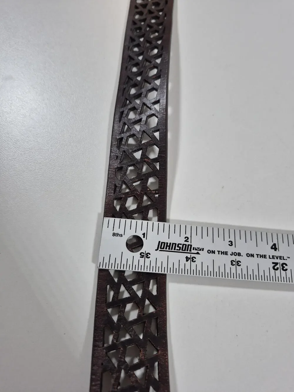 BCBGMAXAZRIA Belt Women's L Brown Leather Laser Cut Geometric